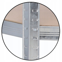 Raft depozitare metalic colt 5 niveluri cu polite MDF, structura otel galvanizat, 180x90x30 cm, argintiu