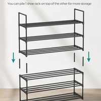 SONGMICS Suport pentru pantofi cu 3 nivele, structura metalica, pentru 12-15 perechi, 92x30x55cm, negru