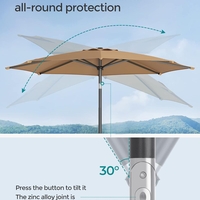 SONGMICS Umbrela de gradina, cu manivela pentru deschidere, sistem inclinare, 300cm, taupe