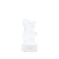 Lampa LED decorativa, Flippy, 3D, Urs cu palarie, cu telecomanda, doua moduri de alimentare USB si baterii, 20 cm inaltime, din material acril si lumina multicolora, alb