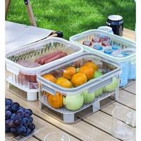 Cutie de Depozitare Portabila, Flippy, cu Separator pentru Gheata si Scurgere, Mentine Rece, Caserola Pranz, 25x16.5x11.5 cm, Gri/Transparent