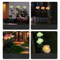 Lampa Solara LED tip Trandafir cu o floare pentru Gradina, Inaltime 75 cm, Flippy