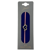 Bratara Placata cu Aur 24k, Jolie, Model INIMA cu 3 Pietre, Martisor Bratara, cu Snur Alb/Rosu, Auriu