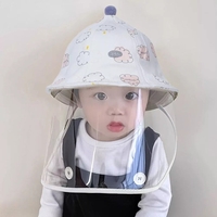 Palarie de Protectie pentru Bebelusi, Vafy, Model cu Norisori Roz, Pescareasca, de Primavara si Toamna, cu Masca si Fermoar, 42 cm, pentru 0-3 Luni, Roz