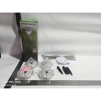 Lampa solara LED pentru Gradina, Flippy, Set 4 Bucati, Tip Diamant, Inaltime 30 x 9 cm, 2V, ABS, 600mAh, Lumina Multicolor, Argintiu