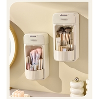 Organizator Baie, Flippy, 4 Compartimente si 1 Sertar, Rotire 360 Grade, din PP+PET, 27.5 x 16 x 11 cm, Crem