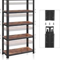 SONGMICS Raft cadru metalic modular pentru depozitare, 5 polite, 150x75x30cm, sarcina 650 kg, maro rustic