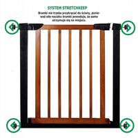 Poarta de siguranta Safety Gate pentru scari, ajustabila 103-110 cm, din otel si lemn, negru maro
