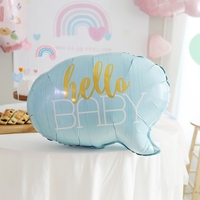 Balon din Folie Metalizata, Vafy, Figurina Norisor, Tema Hello Baby , 59x50 cm, Ambalaj Individual, Pai Inclus, Umflare cu Aer sau Heliu, Albastru