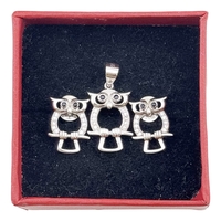 Set Pandativ cu Cercei pentru Dama, Jolie, Argint 925, Model Bufnita Contur, 4.1g, 2 cm x 1.1 cm, Argintiu