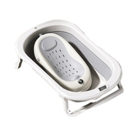 Cada de Baie Pliabila, Vafy, cu Suport, Indicator de Temperatura, 0-8 Ani, din PP+TPR, 45 l Capacitate, 80 x 50 x 23 cm, Gri