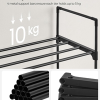 SONGMICS Suport pentru pantofi cu 3 nivele, structura metalica, pentru 12-15 perechi, 92x30x55cm, negru