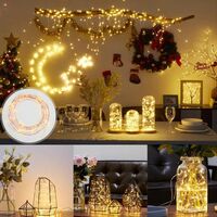 Instalatie de Craciun, Vafy, Decoratiune de Craciun, 100 Beculete LED, cu Baterii si Telecomanda, cu 8 Functii, Lungime 10 m, Alb cald