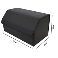 Cutie de Depozitare Auto, Flippy, Geanta Multifunctionala din Piele Ecologica, Organizator Premium Portbagaj, 2 Compartimente Depozitare, Pliabil si Rezistent la Uzura, Negru, 55 x 30 x 30cm