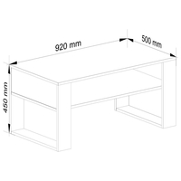 Masuta de cafea Domi cu raft inferior, blat laminat, 92x50x45 cm, stejar sonoma si alb