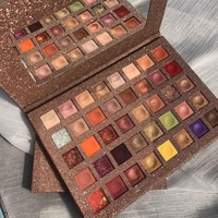 Paleta de farduri cu 40 de culori pigmentate, Maro cu sclipici, Flippy