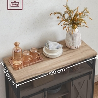 VASAGLE Comoda pentru living sau bucatarie, cu 2 usi glisante, rafturi reglabile, stil rustic, 33x100x80 cm, maro