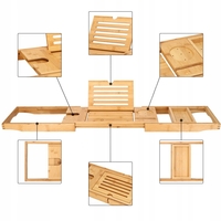 Raft cu tava pentru cada din bambus natural Sersimo 1025, extensibila, 75-111x23cm