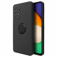 Husa protectie Vafy compatibila cu Samsung Galaxy A32 5G Liquid Silicone Ring cu suport rotativ Negru