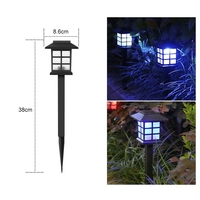 Lampa solara pentru gradina, Flippy, Set 2 Bucati, Tip Felinar la Pamant, LED Lumina Albastra, 38 x 8.6 x 8.6 cm, Negru