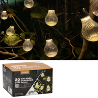 Ghirlanda luminoasa, LED, model Stripes, 20 becuri, 580cm, incarcare solara, lumina alb cald