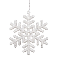 Decoratiune brad fulg de zapada, set 3 bucati, 8cm, alb