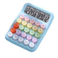 Calculator Electronic pentru Copii, Vafy, Calculator Dragut pentru Scoala Primara, Ecran mare 12 digits si Tastatura Mecania, 16 x 11 x 2 cm, Albastru