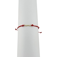 Bratara Martisor pentru Dama, Jolie, Model Mama, Set 12 bucati, Pandativ din Inox Auriu, Snur Ajustabil Impletit, Rosu