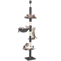 Ansamblu de joaca pentru pisici, tip stalp de catarat pana la tavan, inaltime reglabila, 240 - 265 cm, gri inchis