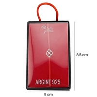 Martisor Bratara Argint 925, Jolie, Model Inimioare in Trifoi, Martisor de 1 Martie, cu Snur Rosu, Argintiu