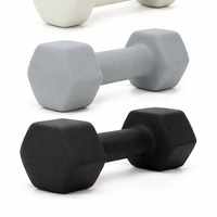 Set gantere din fonta cu invelis neopren, 12 kg cu suport, capete hexagonale, 2x1 kg 2x2 kg 2x3 kg, multicolor