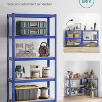 SONGMICS Raft de depozitare metalic, cu rafturi din MDF, 5 polite, max. 875 kg, 180x90x40cm, albastru