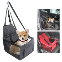 Suport pentru Animalele de Companie, Flippy, pentru Masina, cu Prindere de Scaun si Centura de Siguranta, Negru cu Imprimeu, 40x32x42cm