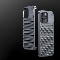 Husa Aromaterapia Compatibila cu iPhone 15 Pro Max, Vafy, Antisoc, Antizgariere, Protectie Camera si Supraincalzire, din Aliaj de Aluminiu, Gri