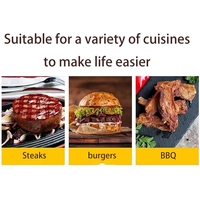 Presa Manuala pentru Carne, Flippy, din Aliaj de Aluminiu, Maner din Lemn, Presa pentru Burgeri, Usor de Curatat si Folosit, Patrata, 16x16x6 cm, Neagra
