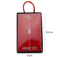 Martisor Bratara Argint 925, Jolie, Model Infinit, Martisor de 1 Martie, cu Snur Rosu, Argintiu