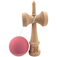 Kendama X Originala, Profesionala, Flippy, din Lemn, Rubber Grip, 18 cm, Roz/Alb