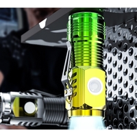 Lanterna cu 3 Nuclee Led, Vafy, Incarcare USB, Autonomie 4-20h, Raza Maxima 100-200 m, 5W, 4 x 4 x 9 cm, Suport de Agatat, Fund Magnetic, Galben/Verde