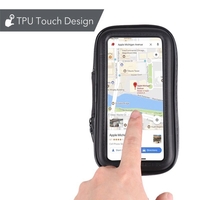 Suport husa telefon mobil Flippy pentru bicicleta si motocicleta, rezistent apa si socuri, touchscreen, 360 rotativ, negru, marime L ≤ 5.5 inch