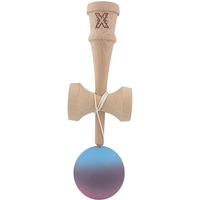 Kendama X Originala, Profesionala, Flippy, din Lemn, 18 cm, Rubber Grip, Gradient Albastru deschis/Mov/Roz
