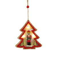 Ornament de Brad, Flippy, cu Lumini LED, din Lemn, Figurina Spargatorul de Nuci, Model Brad, Multicolor