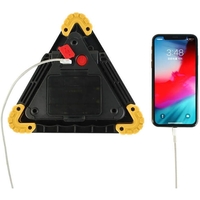 Triunghi Multifunctional de Avertizare, Vafy, Lanterna LED, Impermeabil IP65, 800 lm, 2 x AA, Functie Incarcare Telefon, USB si Micro USB, COB 33, Portocaliu