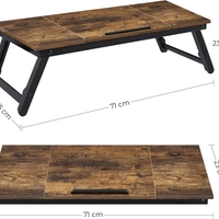 SONGMICS Masa de pat pentru laptop, plabila si reglabila, 71x35x23 cm, maro