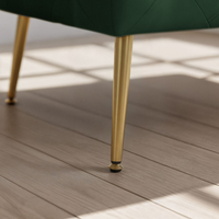 Taburet Madrid, tapitat cu catifea, tip banca, cu picioare metalice, 80x42x41 cm, verde