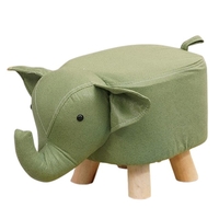 Taburet pentru Copii, Vafy, Scaun Tip Taburet, Model Elefant, din Lemn Masiv, Scaun pentru Copii, 30 x 25 x 25 cm, Verde