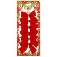 Set 6 ornamente pentru bradul de Craciun, fundita, 8cm, rosu