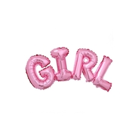 Set Baloane din Folie Metalizată, Vafy, Model Scris Girl, 43x106.5 cm, Tematica Baby Shower, Baloane Party, Ambalaj Individual, Pai Inclus, Umflare cu Aer sau Heliu, Roz