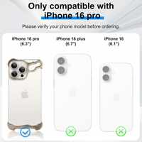 Husa Metalica Compatibila cu iPhone 16 Pro, Vafy, Protectie pentru Colturile Telefonului si Camera, Aliaj, Antisoc, Antizgariere, Auriu