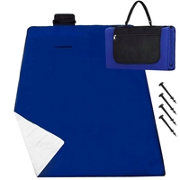 Patura pentru picnic sau plaja, cu folie izolatoare si maner, 200x200cm, albastru cobalt