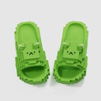Papuci Casual pentru Adolescenti, Flippy, Model Unisex de Forma Pixel, Rezistenti Usori si Moi din Spuma EVA Antiderapanti, Marime 36-37, Verde deschis
